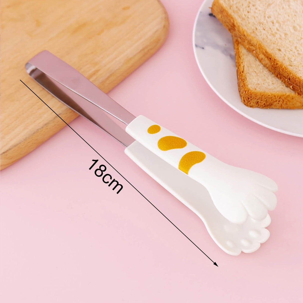 Kitchen Cooking Tong Cute Cat Paw Shape Stainless Steel Small Salad Barbecue Food Tong White M