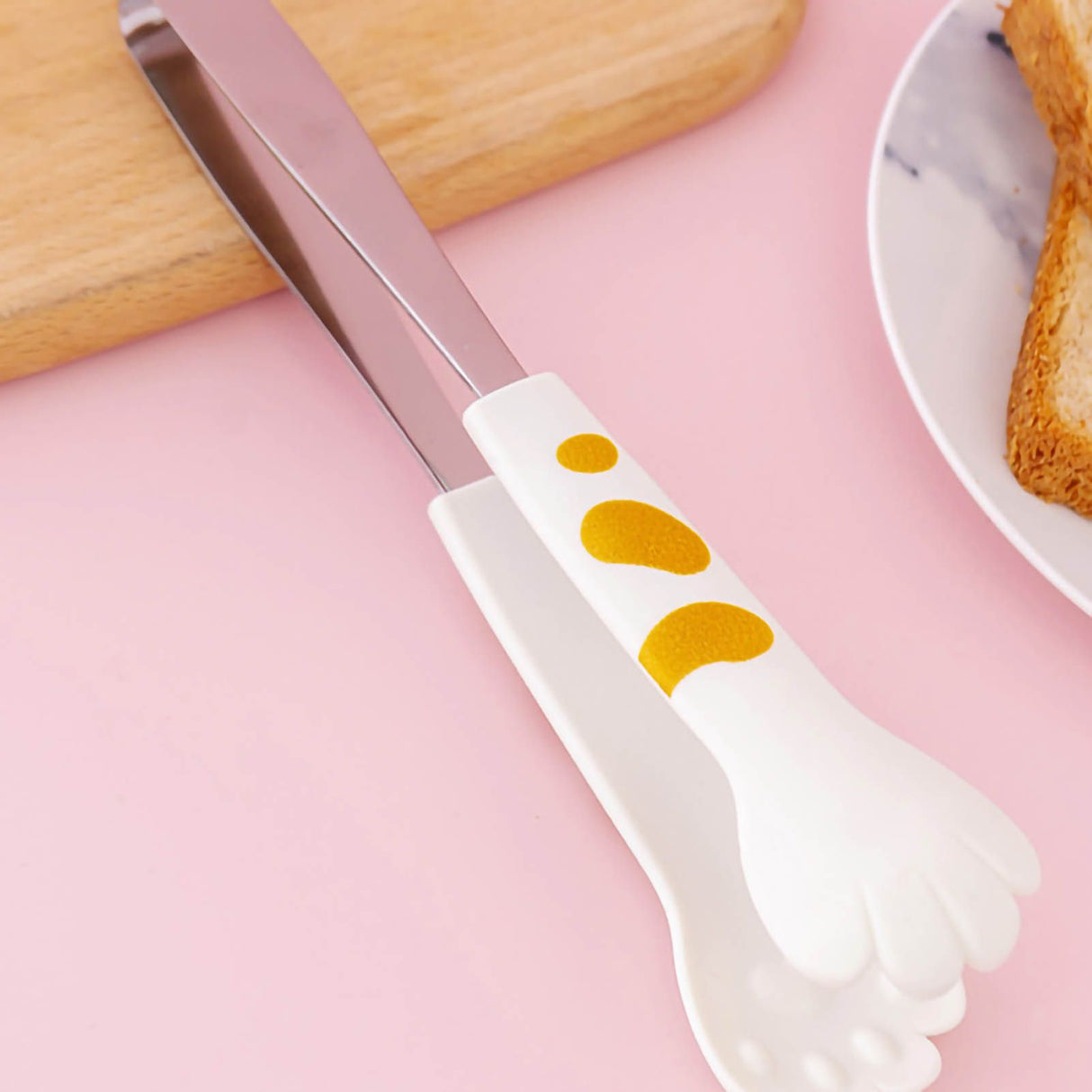 Kitchen Cooking Tong Cute Cat Paw Shape Stainless Steel Small Salad Barbecue Food Tong White S