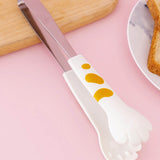 Kitchen Cooking Tong Cute Cat Paw Shape Stainless Steel Small Salad Barbecue Food Tong White S - Top-Down View