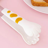 Kitchen Cooking Tong Cute Cat Paw Shape Stainless Steel Small Salad Barbecue Food Tong White S