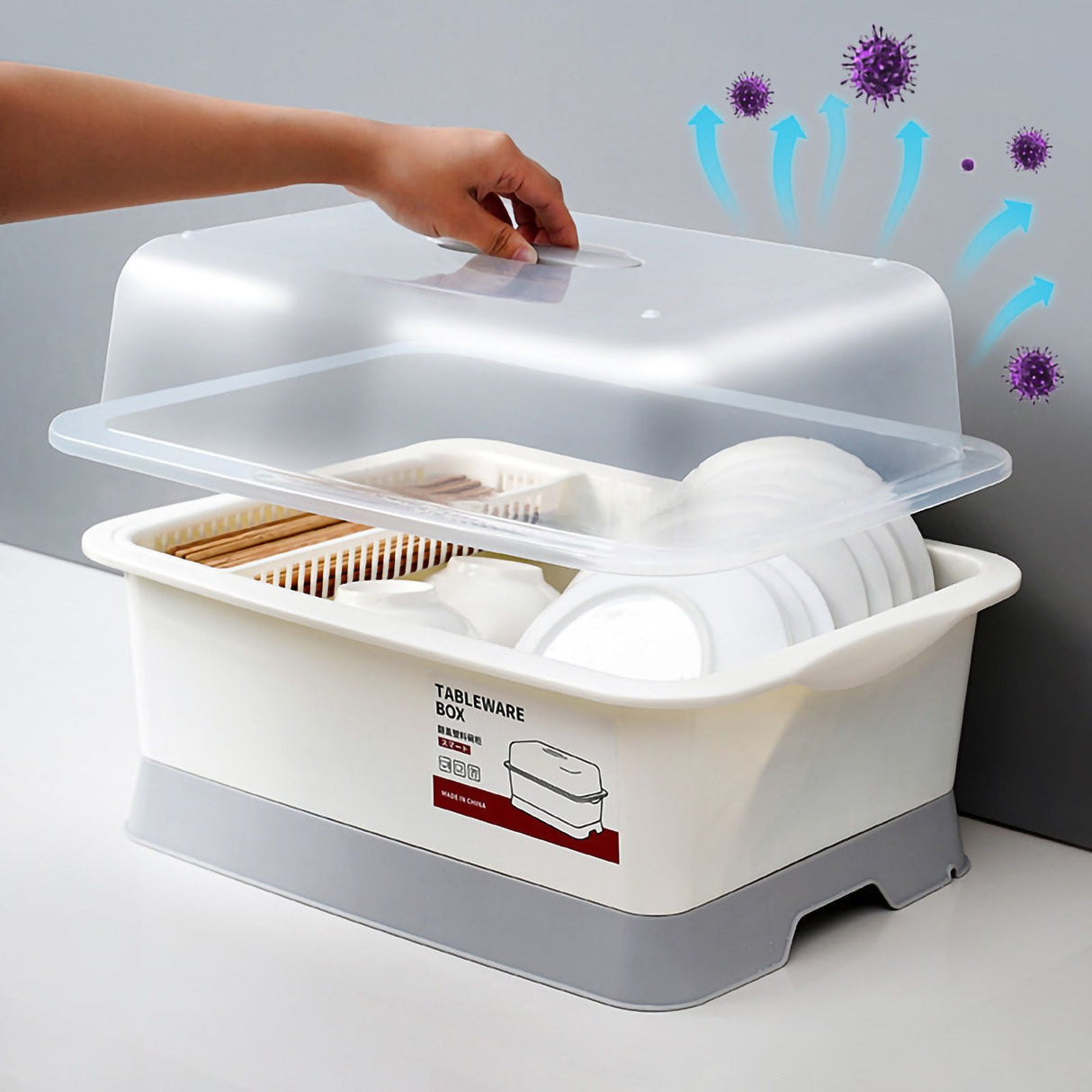Dish Drainer Minimalist Dustproof Space Saving Dish Drying Bowl with Lid for Home Kitchen L