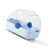 Tableware Storage Box Multifunctional Chopsticks Dishes Drying Box with Cover Kitchen Utensil Blue - Side View