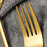 Flatware Set Portable Stainless Steel Steak Knife Fork Spoon Tableware Thickened Tableware Set Golden Fork