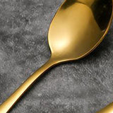 Flatware Set Portable Stainless Steel Steak Knife Fork Spoon Tableware Thickened Tableware Set Golden Small Spoon - Front View