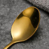 Flatware Set Portable Stainless Steel Steak Knife Fork Spoon Tableware Thickened Tableware Set Golden Small Spoon - 45-Degree Angle