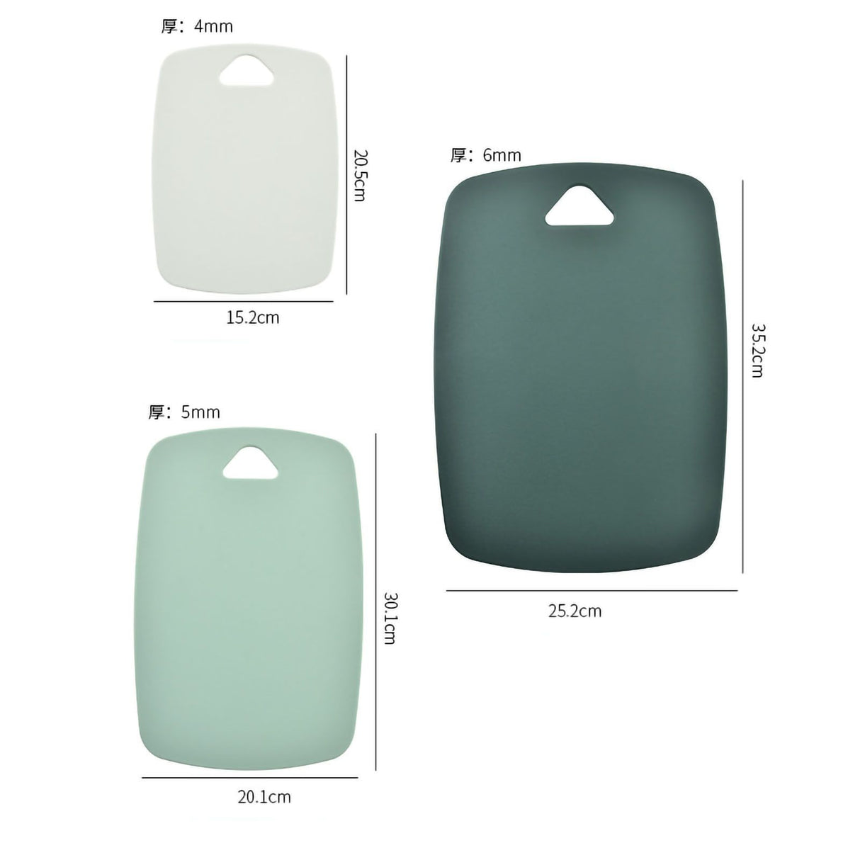 3pcs Cutting Board Set Safe PP Easy Grip Handles Multifunction Kitchen Chopping Board for Home Type 2 Square