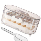 Ice Mold Silicone 2 Layer Hard Interlayer Anti Slip Stable Buckle Design Ice Mold Tray with Spatula Pure Color