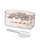 Ice Mold Silicone 2 Layer Hard Interlayer Anti Slip Stable Buckle Design Ice Mold Tray with Spatula Pure Color