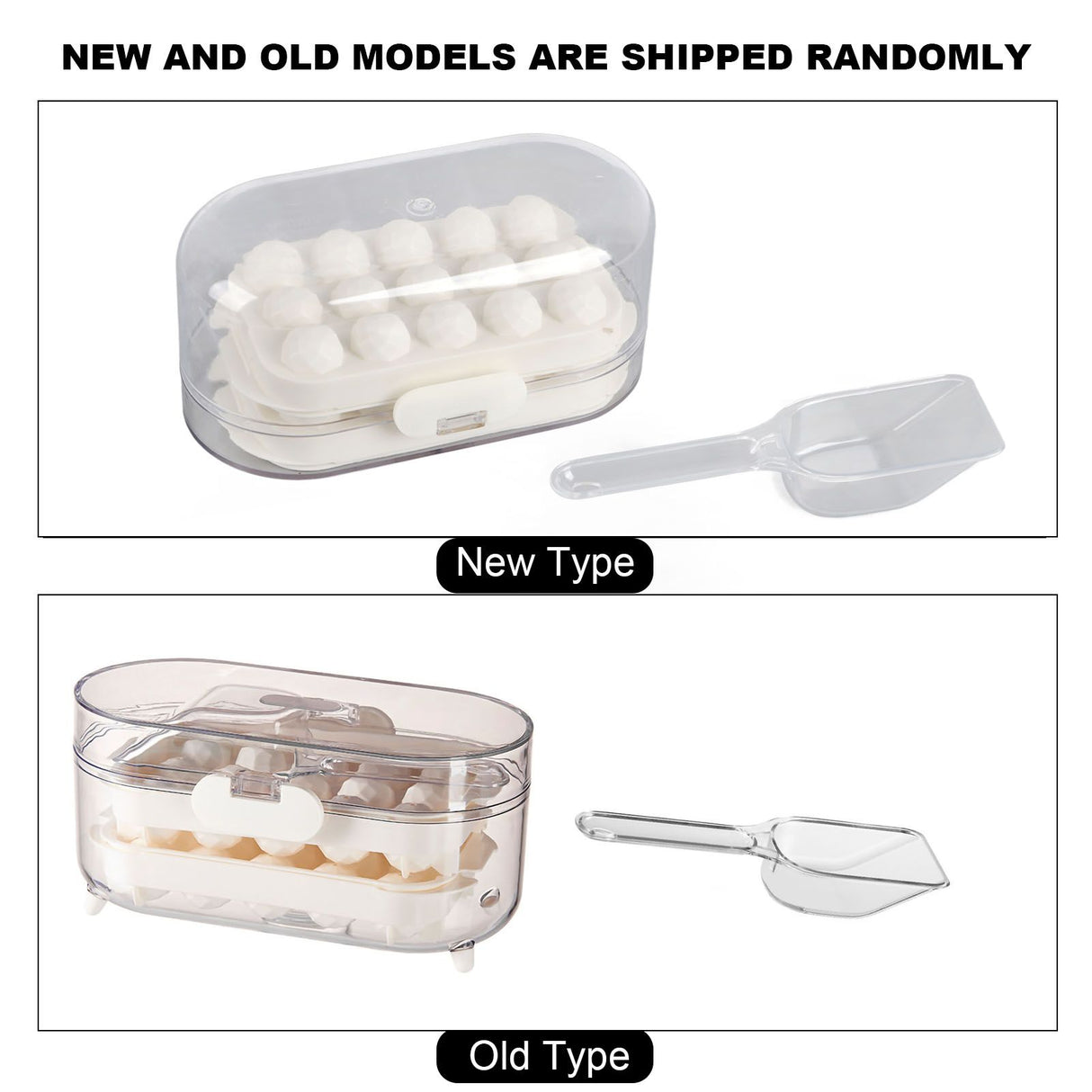 Ice Mold Silicone 2 Layer Hard Interlayer Anti Slip Stable Buckle Design Ice Mold Tray with Spatula Pure Color