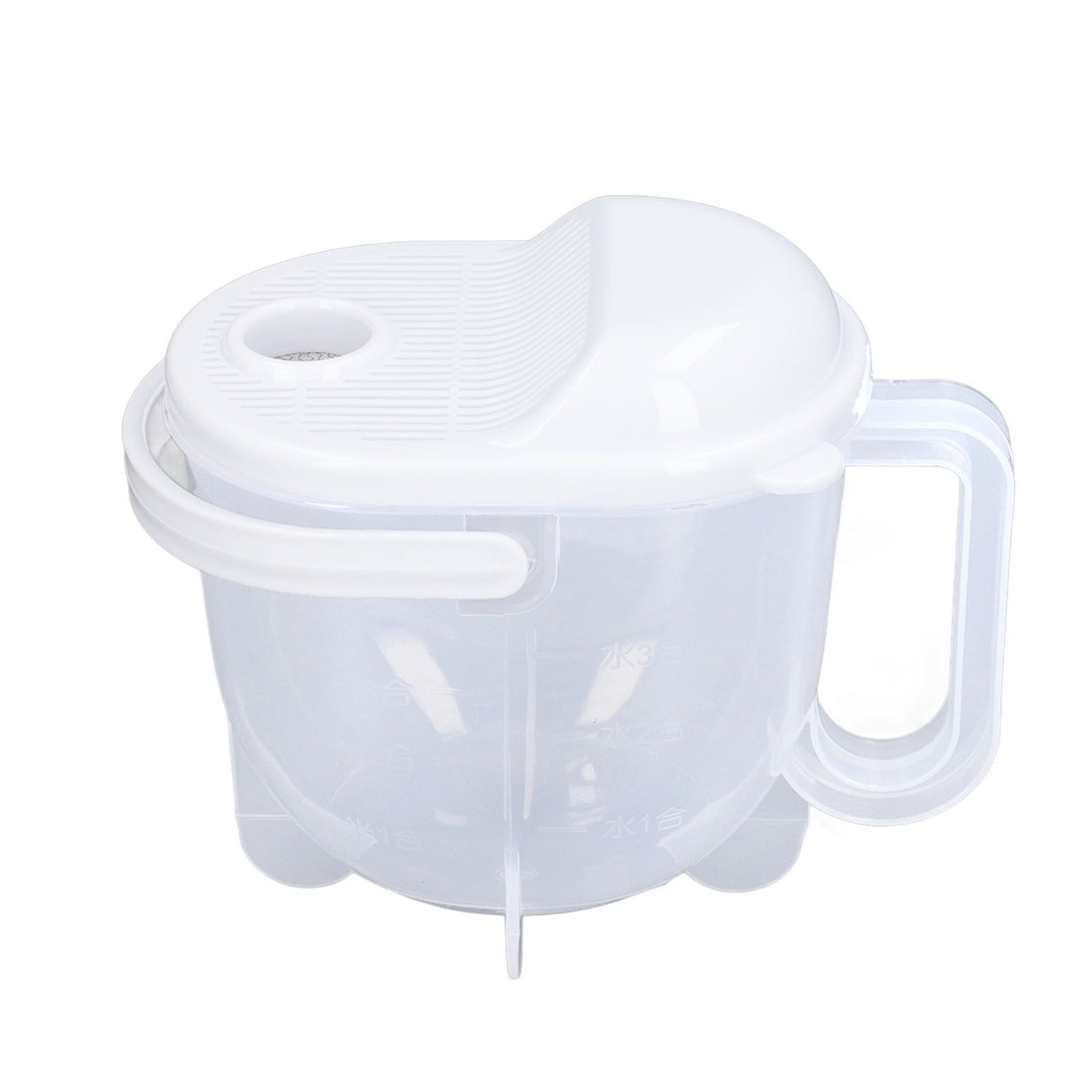 Rice Washing Bowl Water Flush Type ABS Clear Scale Fine Strainer Auxiliary Handle Rice Cleaning Basket for Kitchen