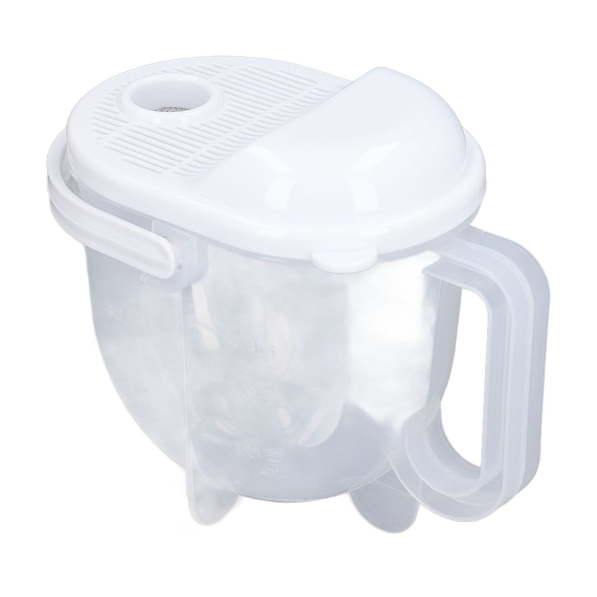 Rice Washing Bowl Water Flush Type ABS Clear Scale Fine Strainer Auxiliary Handle Rice Cleaning Basket for Kitchen