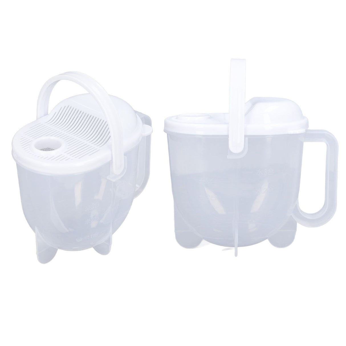 Rice Washing Bowl Water Flush Type ABS Clear Scale Fine Strainer Auxiliary Handle Rice Cleaning Basket for Kitchen