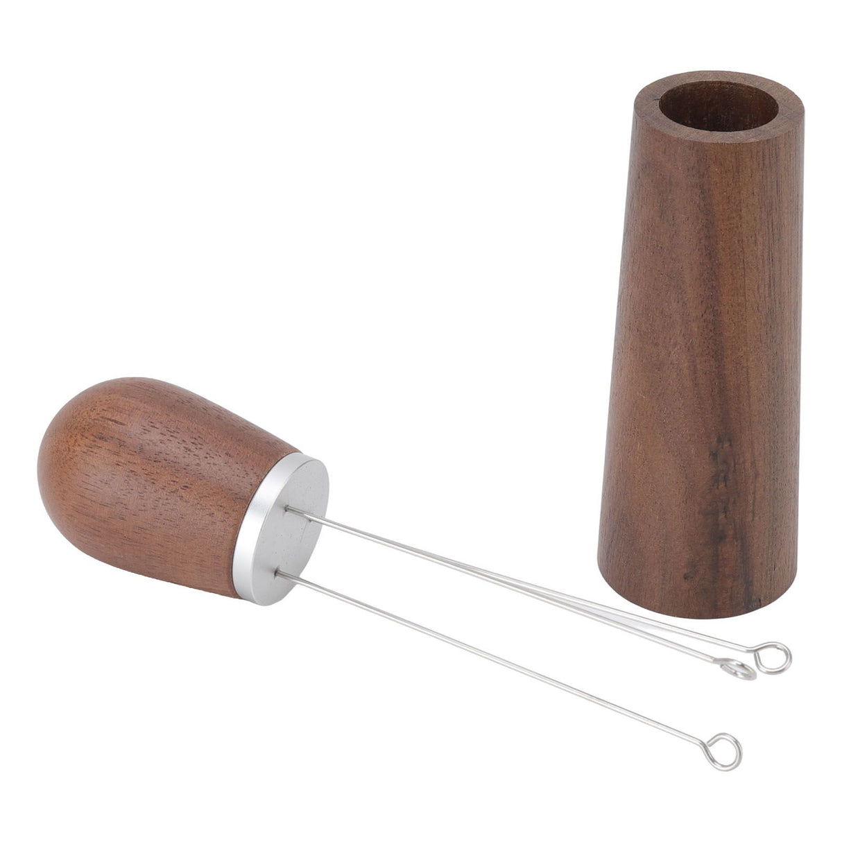 Coffee Distribution Tool Multifunctional Needle Coffee Distributor with Wooden Base for Home Travel Restaurant Curved Hook