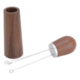 Coffee Distribution Tool Multifunctional Needle Coffee Distributor with Wooden Base for Home Travel Restaurant Curved Hook