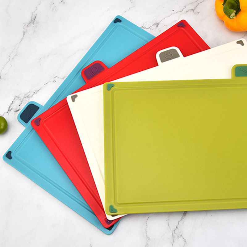 4pcs Food Classification Chopping Boards PP TPR Portable Non Slip Cutting Boards Kitchen Tools Without Non Slip Pad Irregular Form