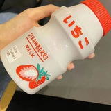 Portable Children Drinking Bottle with Strap PC Plastic Outdoor Water Cup Cute Fruit Pattern Red 480ML - Front View