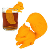 Food Grade Silicone Squirrel Shape Tea Strainer Cute Squirrel Shaped Tea Infuser Filter Orange