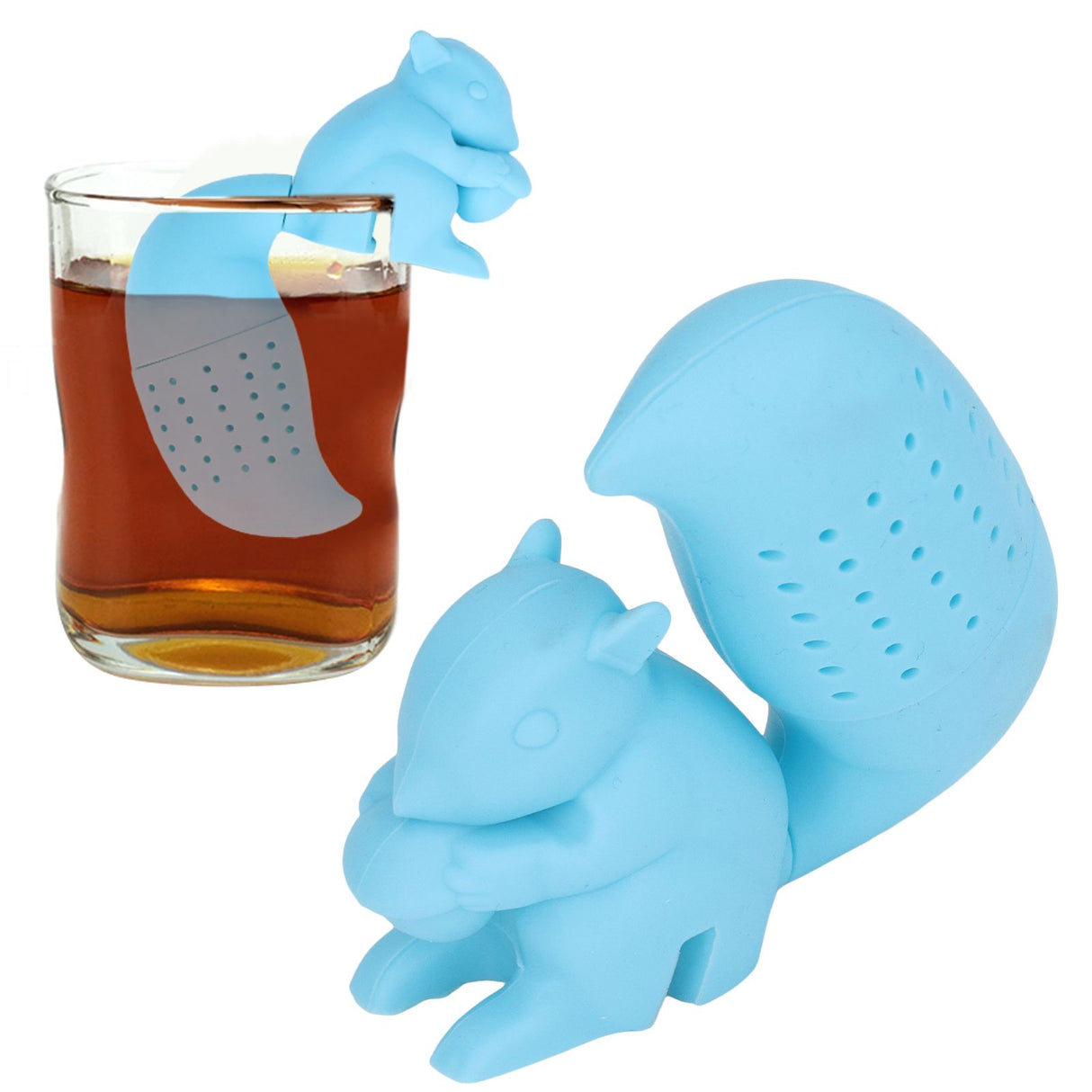 Food Grade Silicone Squirrel Shape Tea Strainer Cute Squirrel Shaped Tea Infuser Filter Blue
