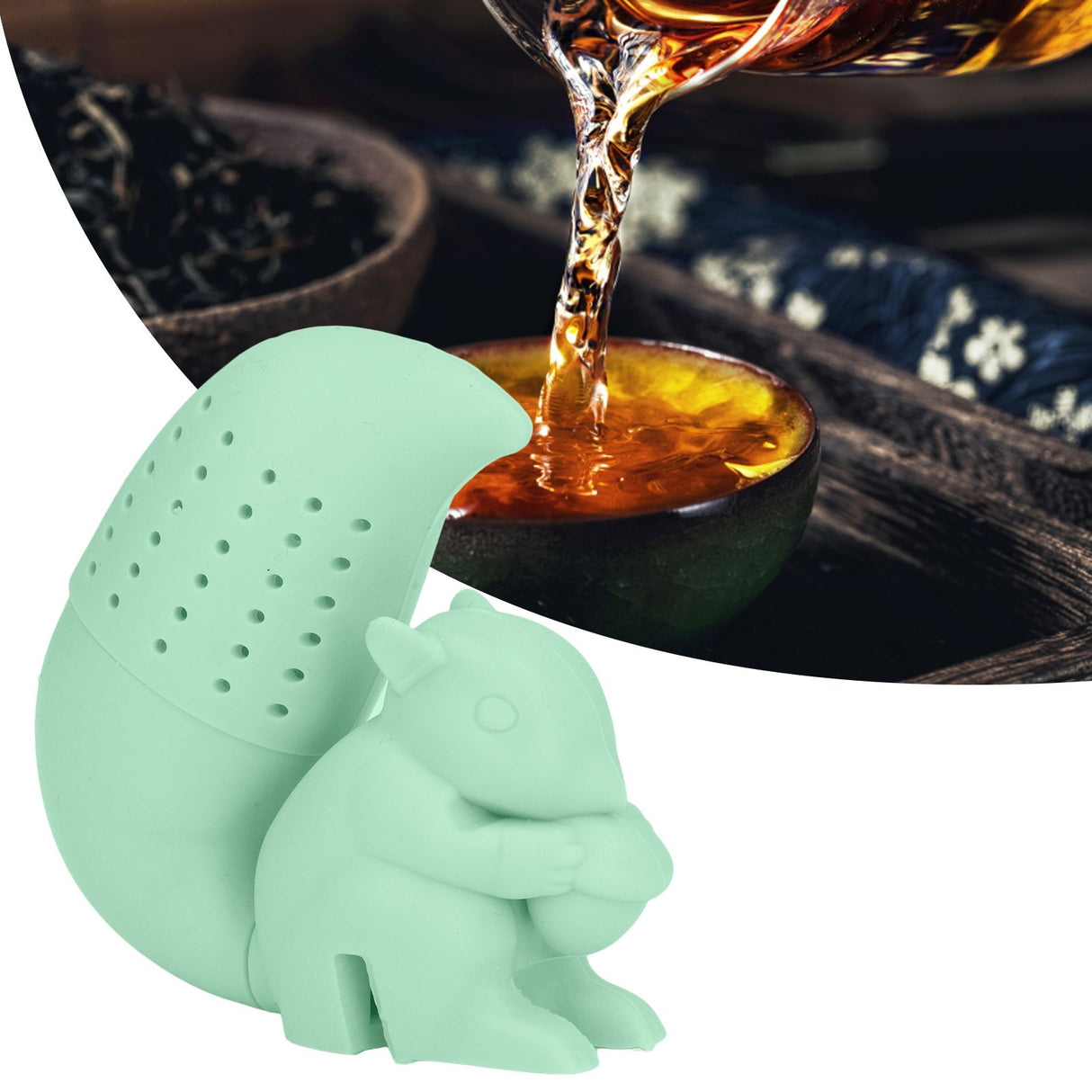 Food Grade Silicone Squirrel Shape Tea Strainer Cute Squirrel Shaped Tea Infuser Filter Green