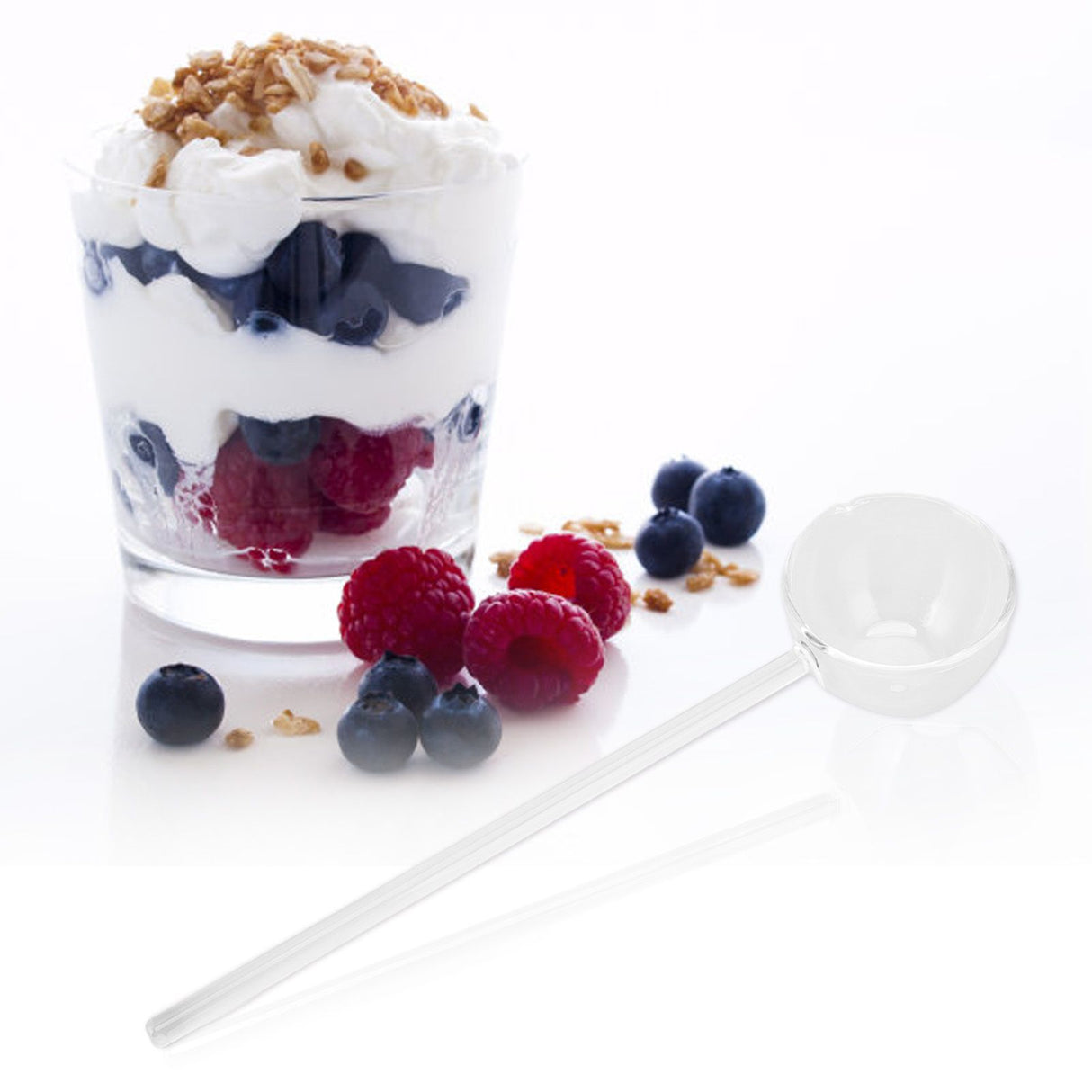 Glass Stirring Spoon High Temperature Resistance Simple 100ML Mixing Spoon Coffee Tea Spoon for Restaurants Home Transparent