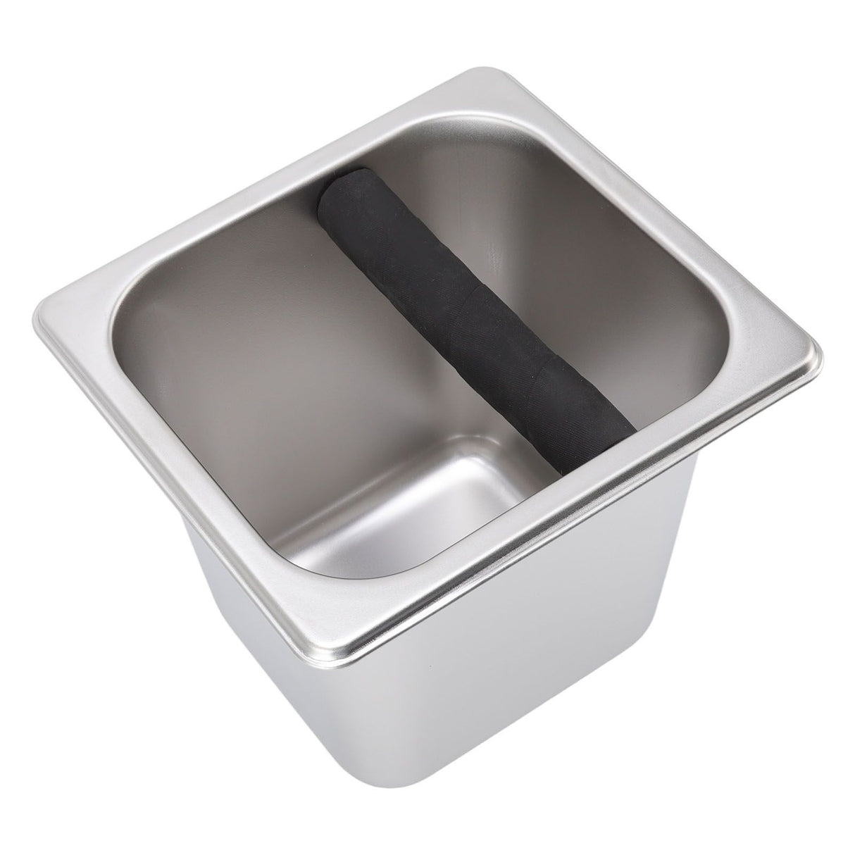 Stainless Steel Coffee Knocking Grounds Box with Rubber Rod Embeddable Coffee Dump Bin for Home Restaurant