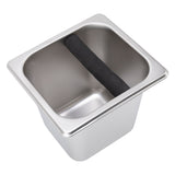 Stainless Steel Coffee Knocking Grounds Box with Rubber Rod Embeddable Coffee Dump Bin for Home Restaurant