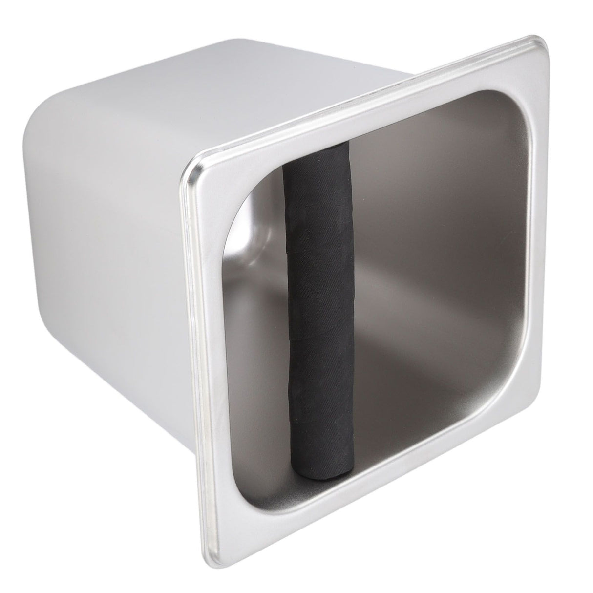 Stainless Steel Coffee Knocking Grounds Box with Rubber Rod Embeddable Coffee Dump Bin for Home Restaurant