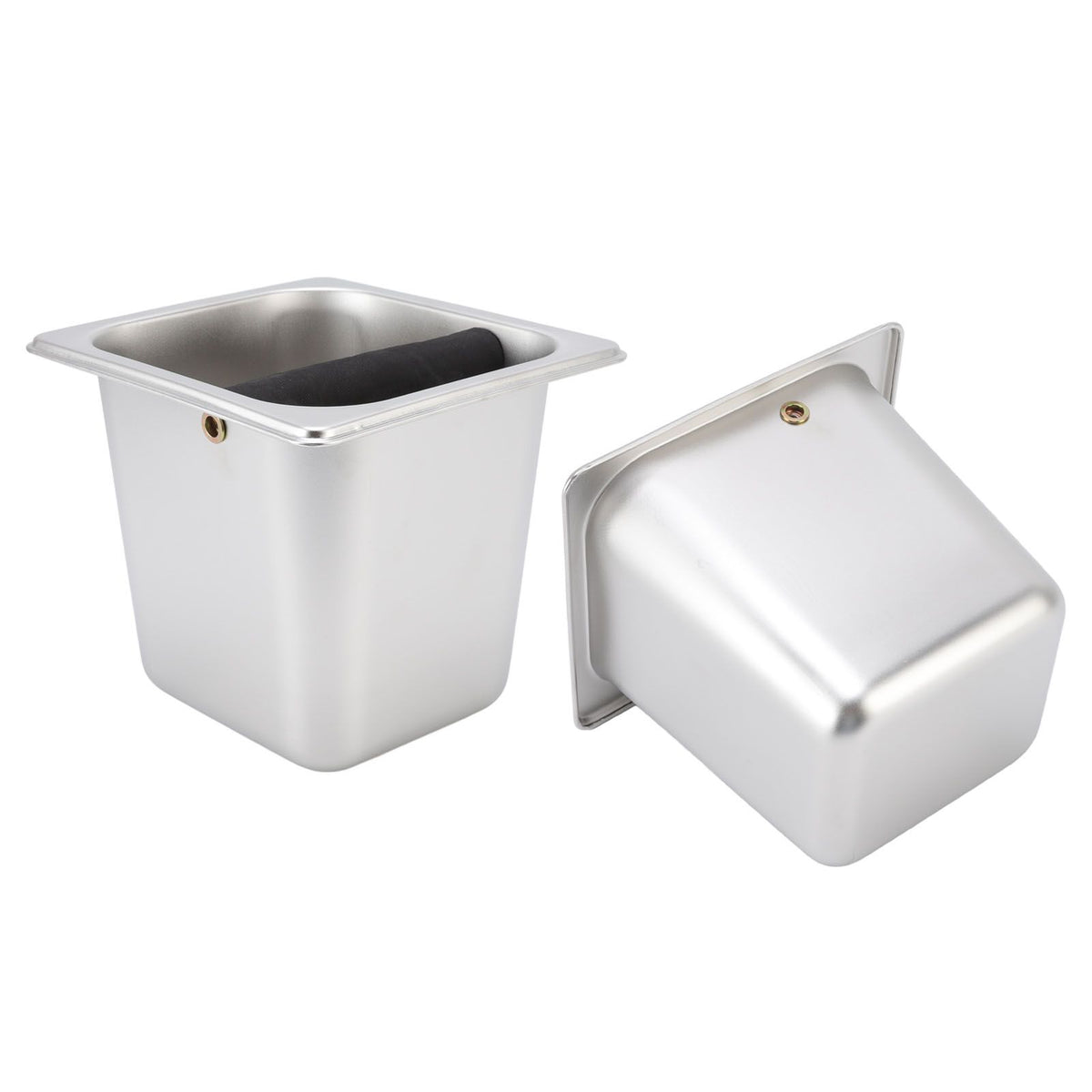 Stainless Steel Coffee Knocking Grounds Box with Rubber Rod Embeddable Coffee Dump Bin for Home Restaurant