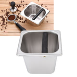 Stainless Steel Coffee Knocking Grounds Box with Rubber Rod Embeddable Coffee Dump Bin for Home Restaurant
