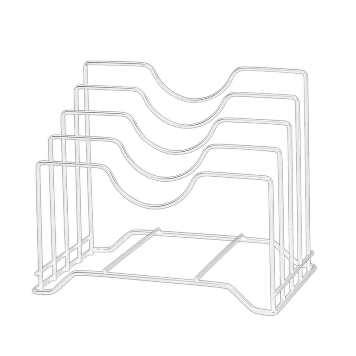 Chopping Board Storage Rack Iron 4 Slots Integrated Pot Lid Holder for Kitchen Countertop White