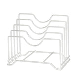 Chopping Board Storage Rack Iron 4 Slots Integrated Pot Lid Holder for Kitchen Countertop White