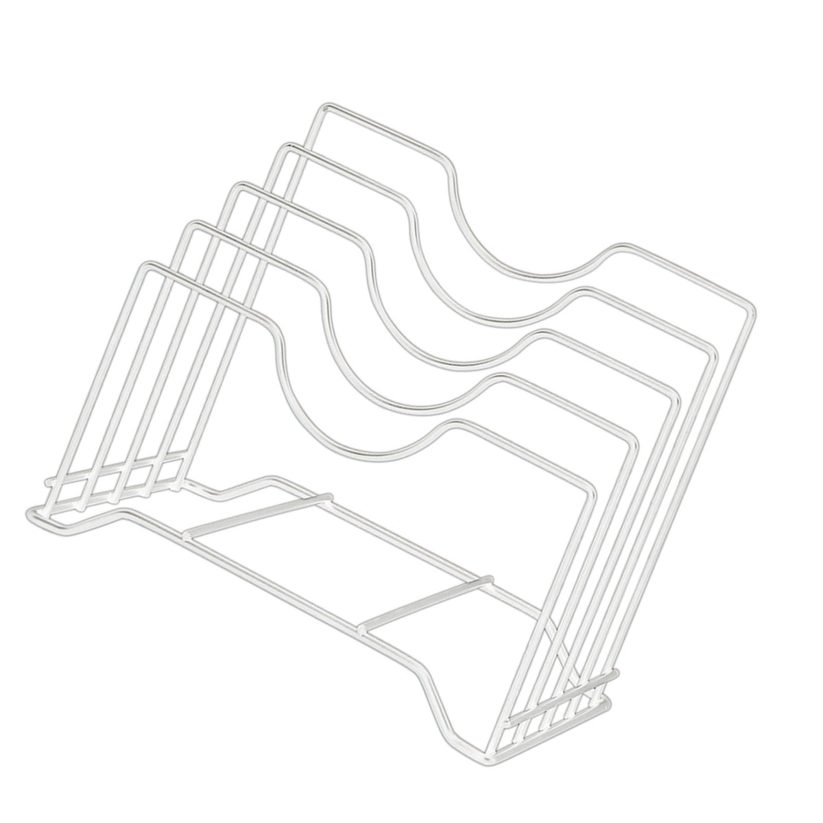 Chopping Board Storage Rack Iron 4 Slots Integrated Pot Lid Holder for Kitchen Countertop White