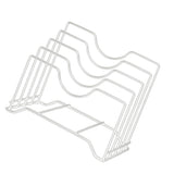 Chopping Board Storage Rack Iron 4 Slots Integrated Pot Lid Holder for Kitchen Countertop White