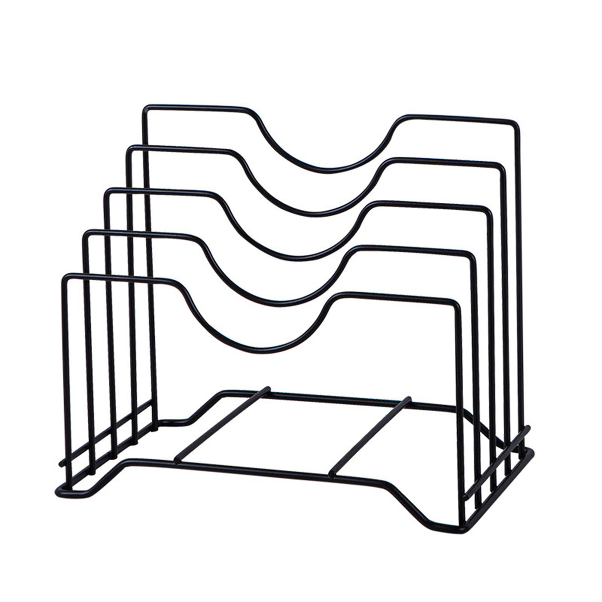 Chopping Board Storage Rack Iron 4 Slots Integrated Pot Lid Holder for Kitchen Countertop Black