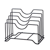 Chopping Board Storage Rack Iron 4 Slots Integrated Pot Lid Holder for Kitchen Countertop Black