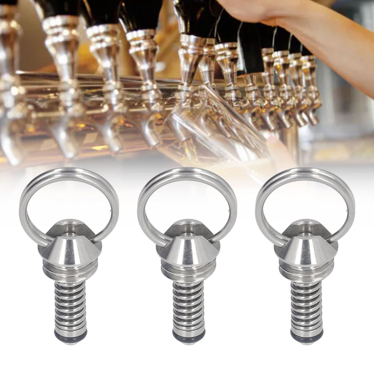 3PCS Beer Keg Relief Valve Replacement 304 Stainless Steel Keg Lid Pressure Release Valve