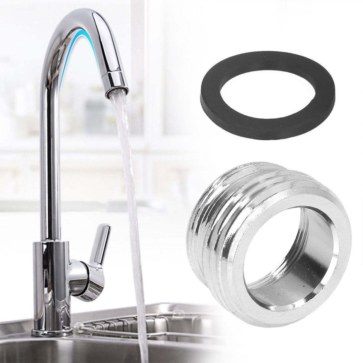 2 Sets Faucet Adapter Straight Thread 15/16in Male 27/32in Female to 17/16in Garden Hose