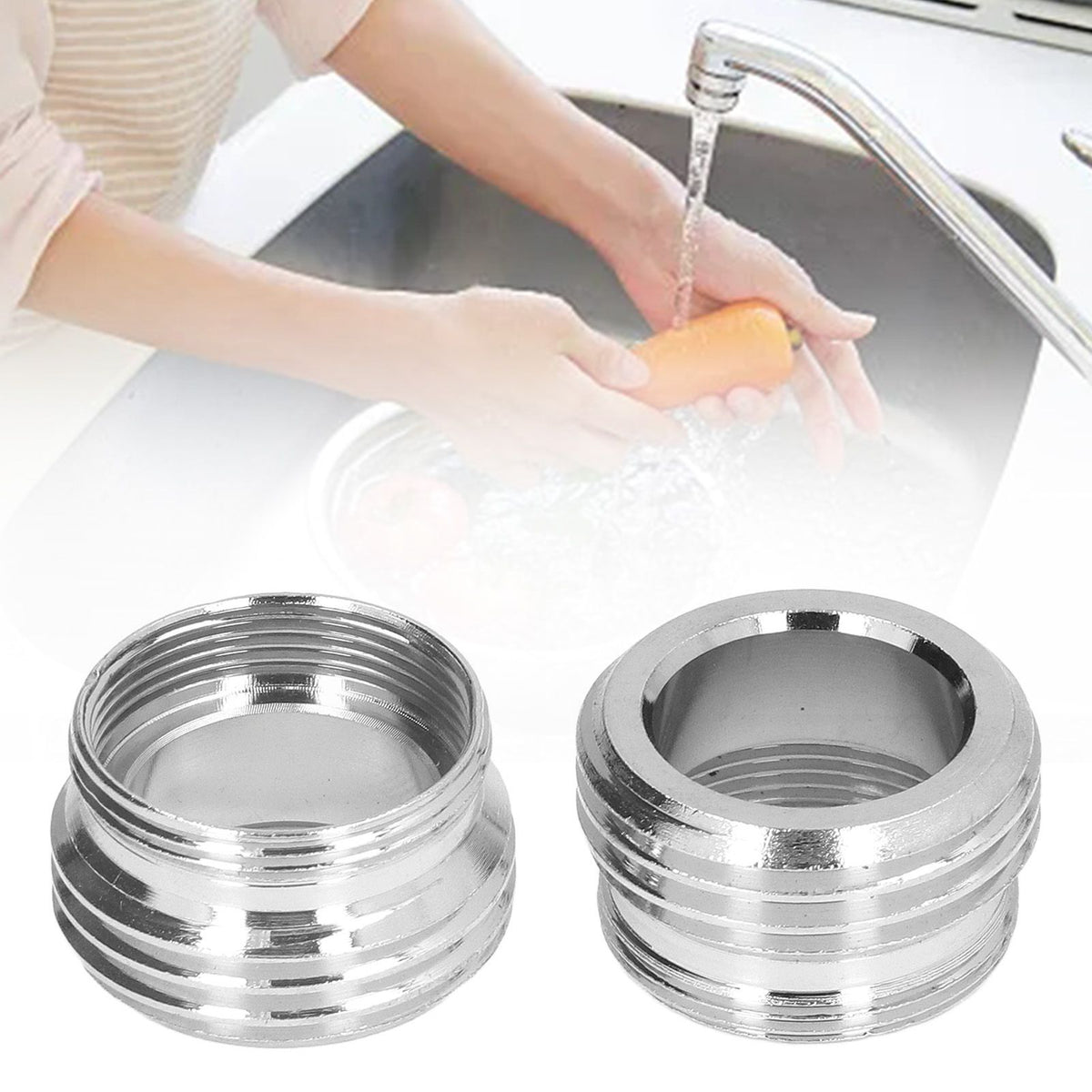 2 Sets Faucet Adapter Straight Thread 15/16in Male 27/32in Female to 17/16in Garden Hose