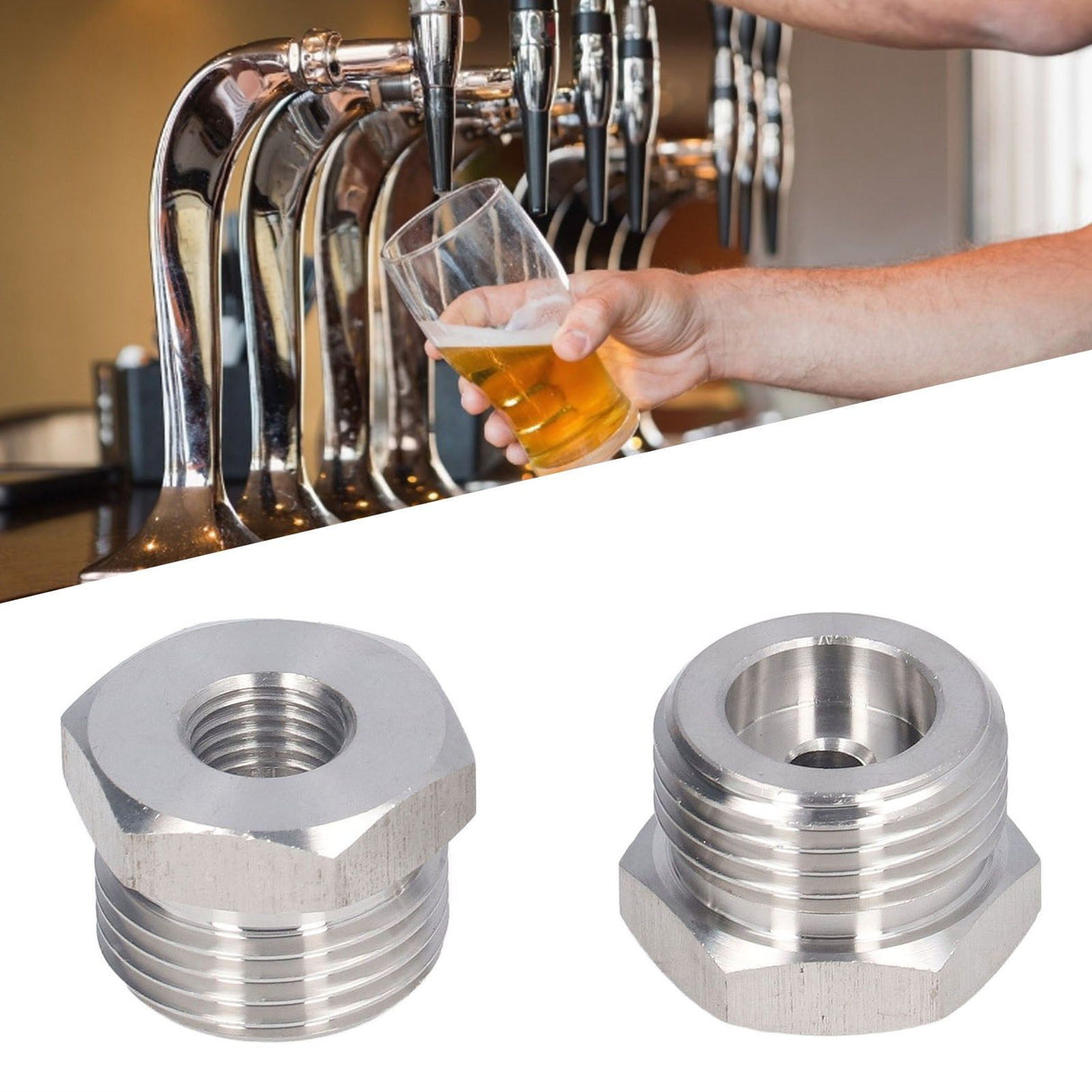 2Pcs Cola Barrel Adapter Distributor Connector Male Thread G5/8 Female Thread 1/4MFL