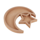 Eid Wooden Dessert Tray Cute Shape Multifunctional Ramadan Wood Moon Tray for Home Ramadan Party Garden Decor