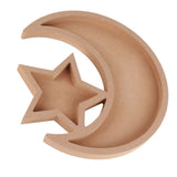 Eid Wooden Dessert Tray Cute Shape Multifunctional Ramadan Wood Moon Tray for Home Ramadan Party Garden Decor
