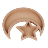 Eid Wooden Dessert Tray Cute Shape Multifunctional Ramadan Wood Moon Tray for Home Ramadan Party Garden Decor - Rear View