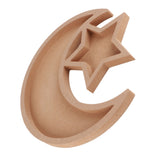Eid Wooden Dessert Tray Cute Shape Multifunctional Ramadan Wood Moon Tray for Home Ramadan Party Garden Decor