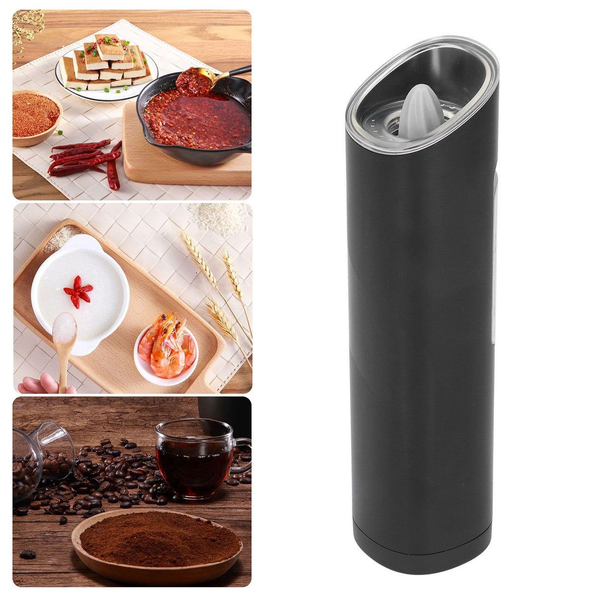 Electric Pepper Grinder Stainless Steel Wireless Visual Pepper Salt Grinder Mill for Kitchen Restaurant Camping Barbecue
