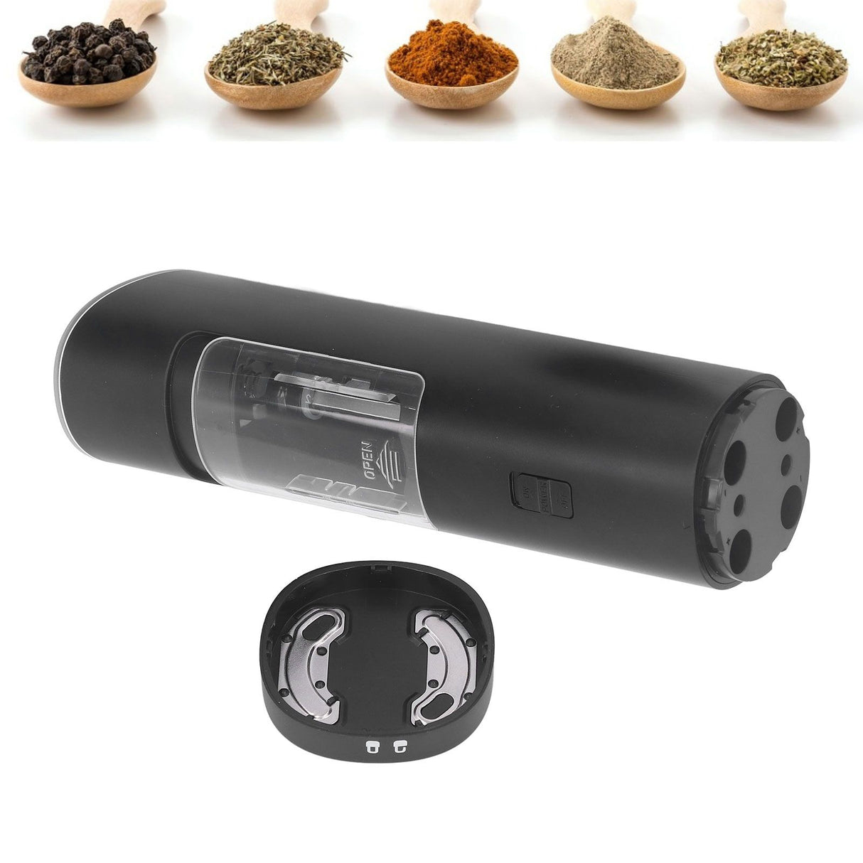 Electric Pepper Grinder Stainless Steel Wireless Visual Pepper Salt Grinder Mill for Kitchen Restaurant Camping Barbecue