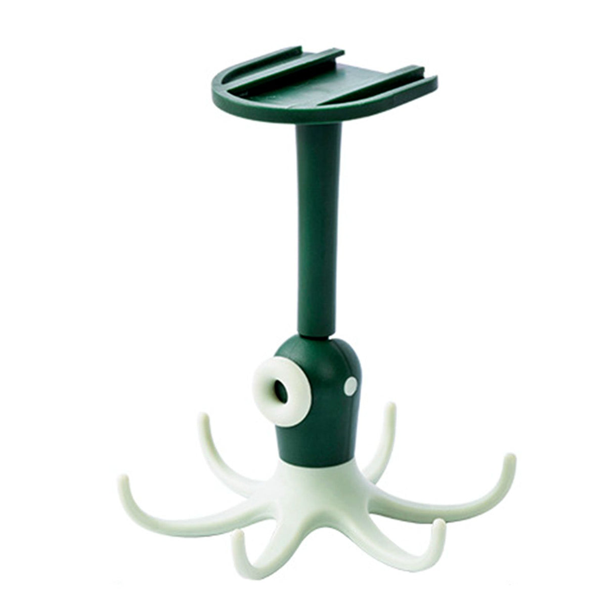 Kitchen Wall Mounted Hook Traceless 360 Degree Punch Free with 6 Hook Kitchen Utensil Hanger for Storage Green