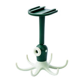 Kitchen Wall Mounted Hook Traceless 360 Degree Punch Free with 6 Hook Kitchen Utensil Hanger for Storage Green