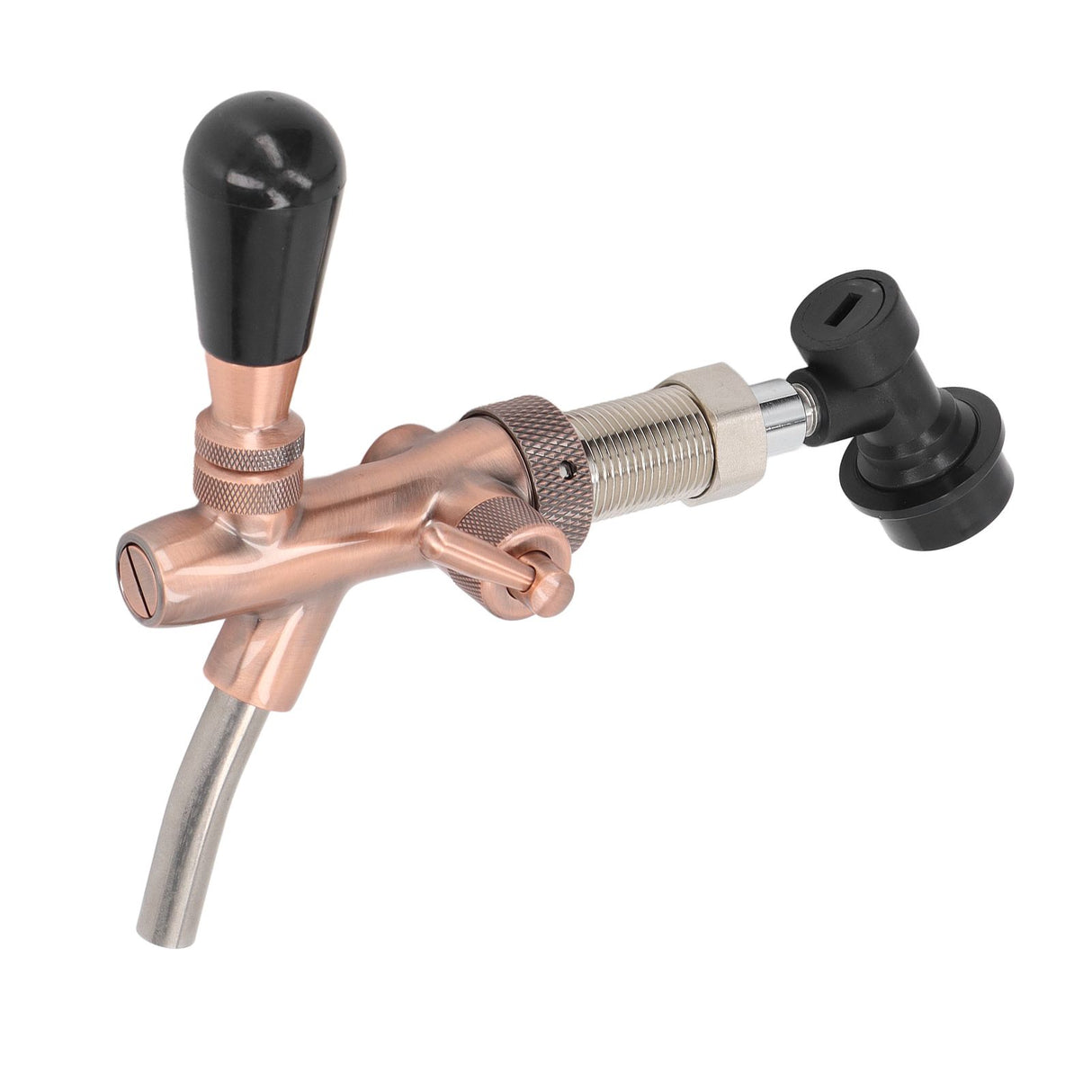 G5/8 Beer Faucet Brass Stainless Steel Beer Tap Adjustable Beer Faucet with Quick Connector Red Bronze