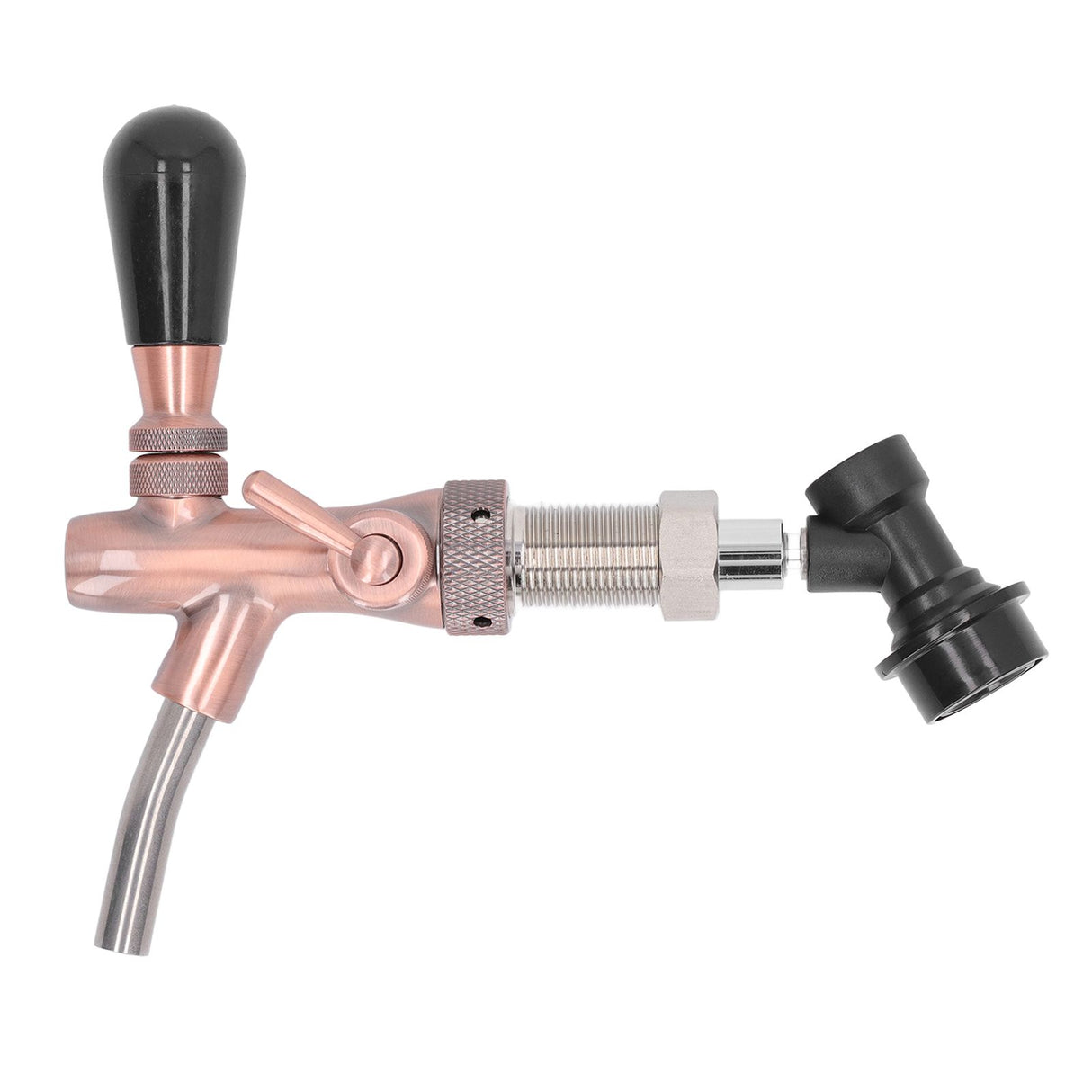 G5/8 Beer Faucet Brass Stainless Steel Beer Tap Adjustable Beer Faucet with Quick Connector Red Bronze