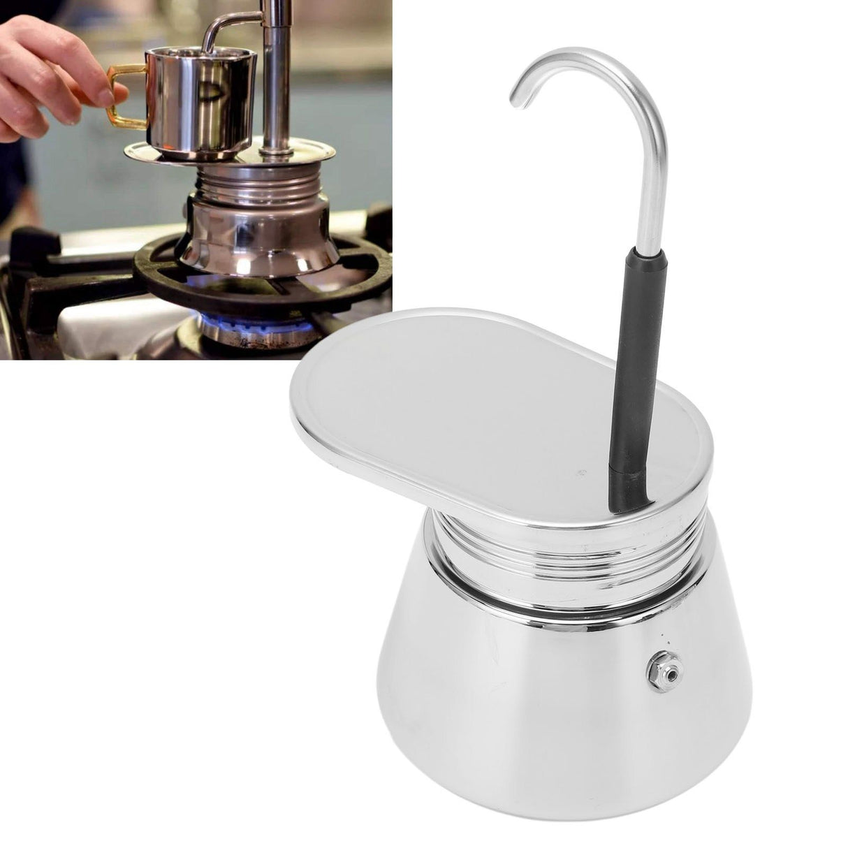 Single Spout Mocha Pot Stainless Steel Hand Pour Latte Classic Coffee Pot for Home Office 200ml